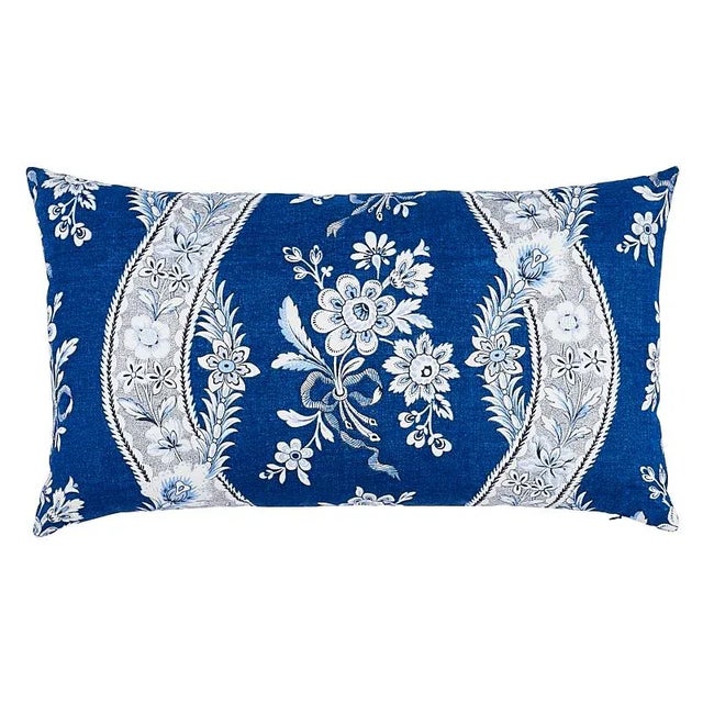 Schumacher Le Castellet Pillow in Indigo For Sale