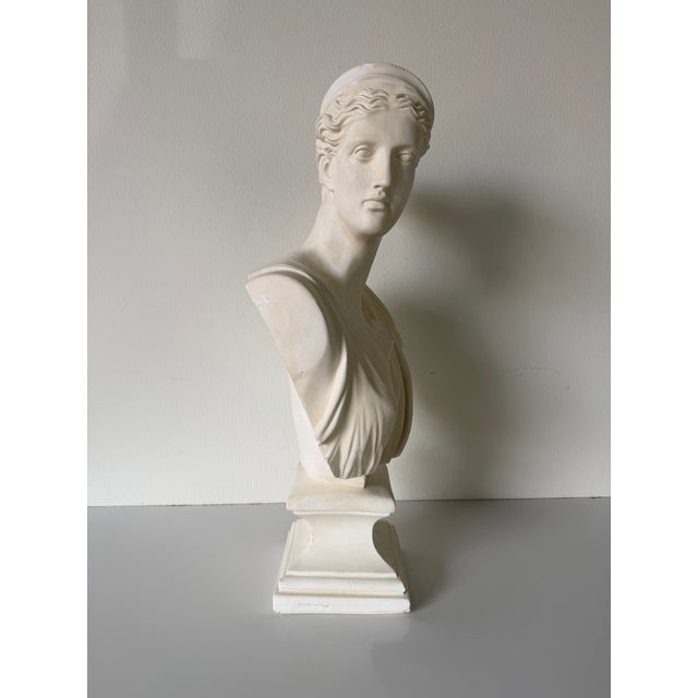 Sculpture Materials Vintage Neoclassical “Diana of Versailles” Plaster Bust Sculpture For Sale - Image 7 of 12