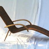 Boho Chic 1980s Wicker Chaise Lounge with Rattan Arms For Sale - Image 3 of 6