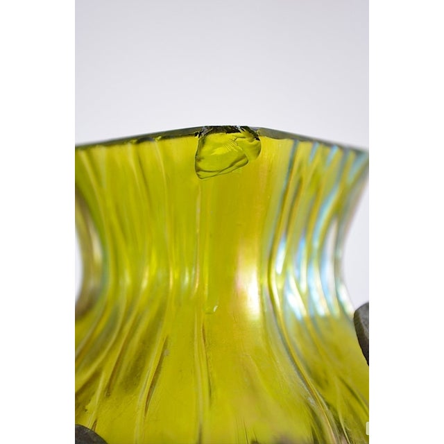 Art Nouveau Glass Vase with Bronze Holder attributed to Johann Lötz Witwe, 1890s For Sale - Image 9 of 12
