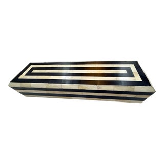 Vintage Black and Ivory Striped Bone Inlay Box, Italy For Sale