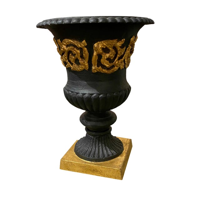 Early 21st Century French Black Cast Iron Vases - a Pair For Sale - Image 5 of 6