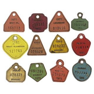 European Metal Bicycle Tags - Set of 12 For Sale