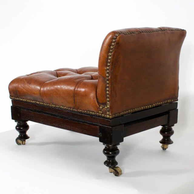 Mid 19th Century 19th Century Tufted Leather Foot Stool or Bench, with Raising Capabilities For Sale - Image 5 of 8
