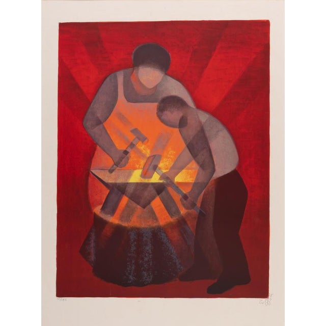 Louis Toffoli, The Apprentice Blacksmith, Lithograph For Sale - Image 5 of 5