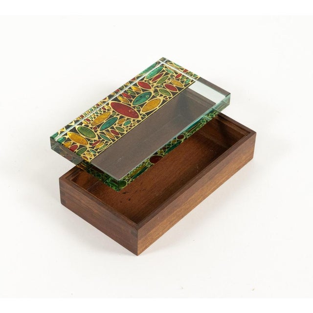 Mid-Century Modern Box in Wood and Art Glass by Erwin Burger for Fontana Arte, Italy, 1950s For Sale - Image 11 of 18