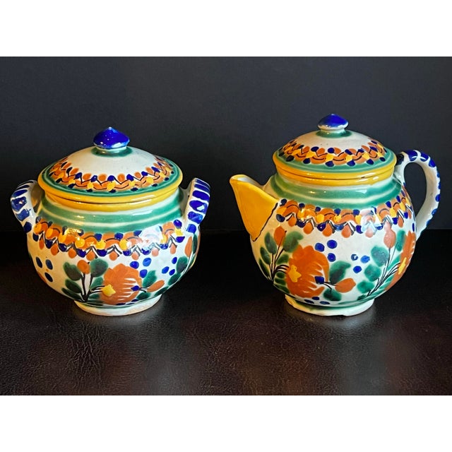 Early 20th Century Signed Ysauro Uriarte Mexican Talavera Sugar and Creamer For Sale In Washington DC - Image 6 of 12