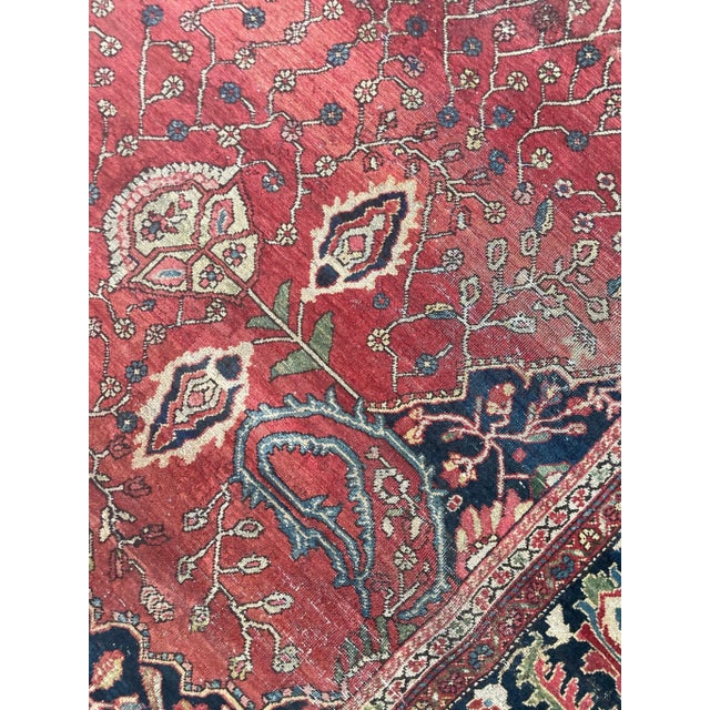 Textile 1900's Antique Rug with Dainty Flora & Suspended Vines Design 10.5 x 13.3 For Sale - Image 7 of 13