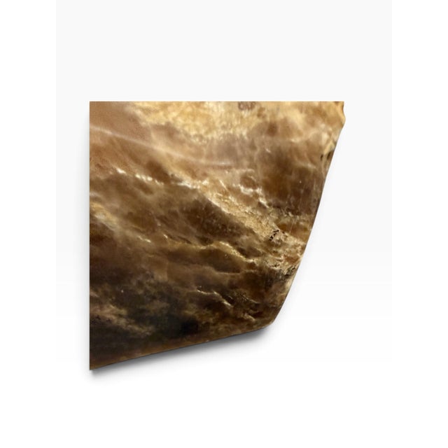 Brown Mid-Century Modern Signed Van Noorden Biomorphic Abstract Alabaster Sculpture on Lucite Base For Sale - Image 8 of 9