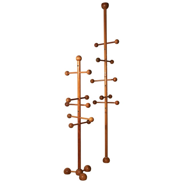 Floor Ceiling Hangers with Spherical Elements in Walnut, 1970s, Set of 2 For Sale - Image 13 of 13