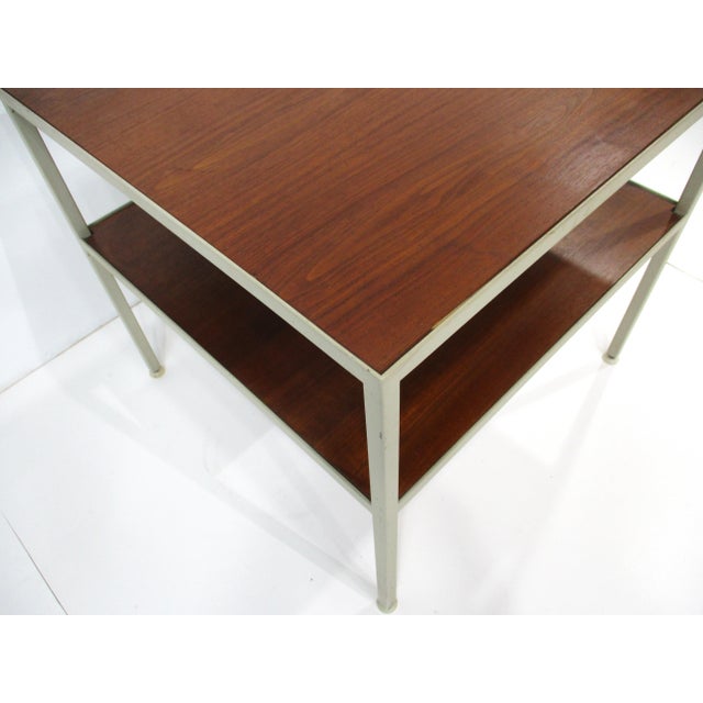 George Nelson & Associates George Nelson Styled Mid Century Walnut Steel Side Table by Janet Rosenblum For Sale - Image 4 of 8