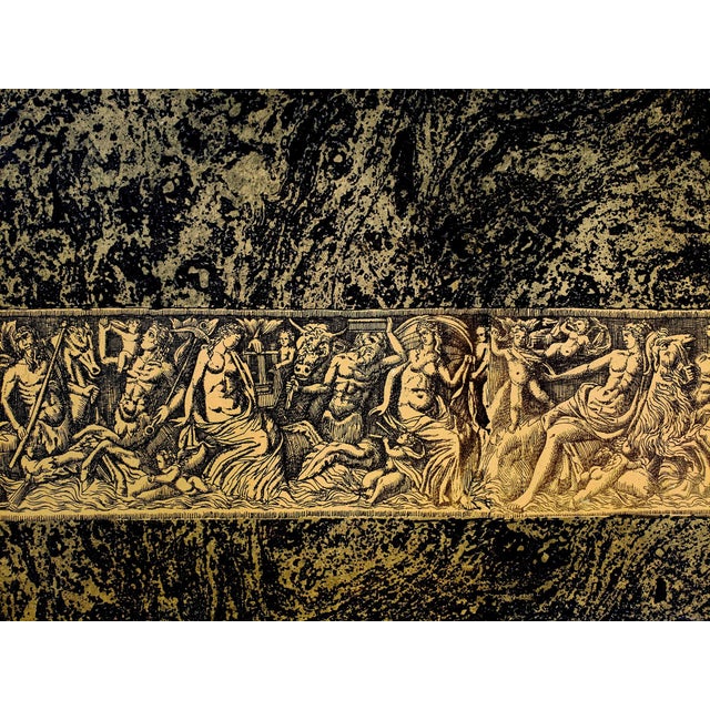 Mid-Century Modern Piero Fornasetti Bordo Bassorilievo Coffee Table, Black and Gold, Milan, Circa 1955 For Sale - Image 3 of 9