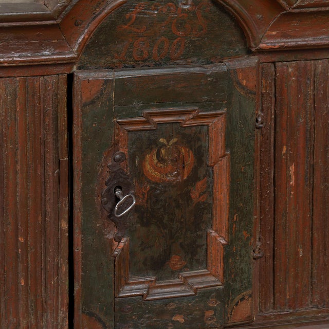 Original Painted Swedish Hanging Cabinet, Dated 1800 For Sale - Image 6 of 9