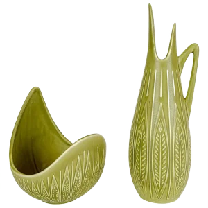 Rialto Ceramic Bowl and Vase by Gunnar Nylund for Rörstrand, Set of 2