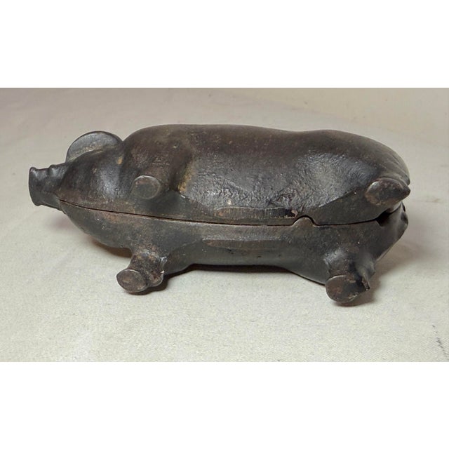 Rare Antique 1920's Original Figural Cast Iron Heavy Pig Piggy Still Bank For Sale - Image 9 of 10