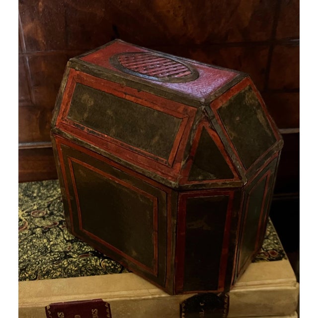 Black Antique 19th Century Regency Paper Octagonal Hinged Tea Caddy Box For Sale - Image 8 of 12