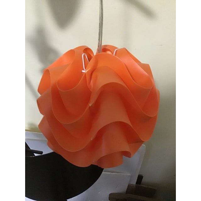 Mid century Postmodern Orange Wavy Swag Pendant Lamp LeKlint Style Wavy plastic pendant 8.5" Swag Has on/ off switch Old...