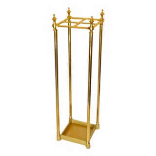 Brass & Iron Square Umbrella Stand For Sale