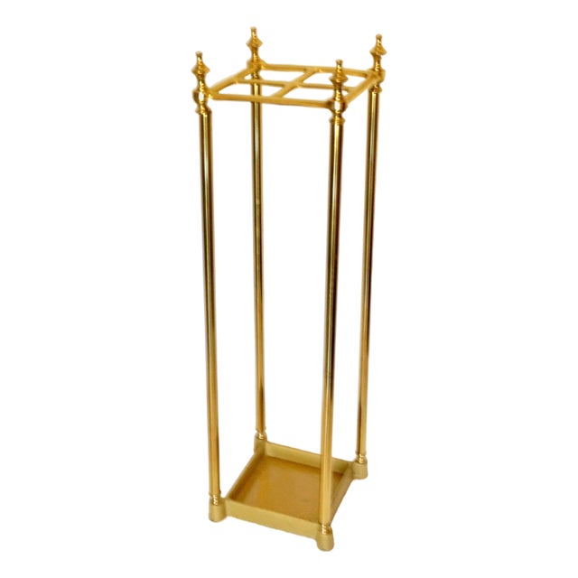 Brass & Iron Square Umbrella Stand For Sale