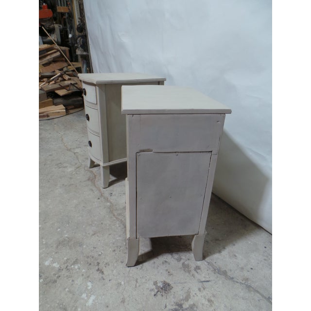 Antique White Gustavian Style Unique 3 Drawer Nightstands For Sale - Image 8 of 9
