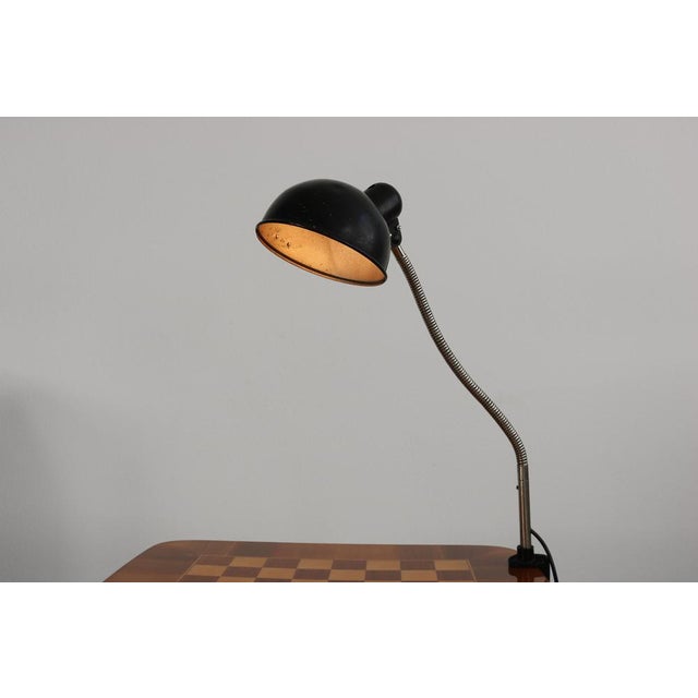 Mid-Century Modern Vintage Desk Clamping Lamp with Swan Neck attributed to Christian Dell for Emperor Idell. Germany 1930 For Sale - Image 3 of 14