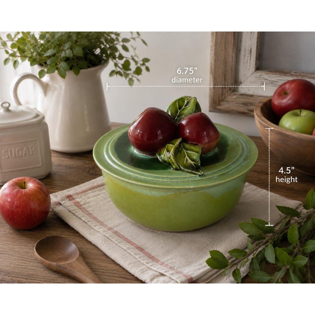 Farmhouse Vintage Wade California Apple Motif Covered Art Pottery Bowl For Sale - Image 3 of 12