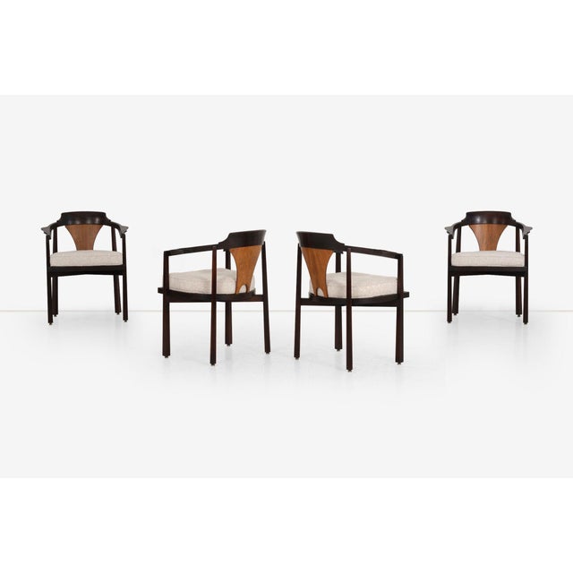 Wood Edward Wormley for Dunbar Six Dining Chairs,Model 935 "Horseshoe Chairs" 1965c. For Sale - Image 7 of 15