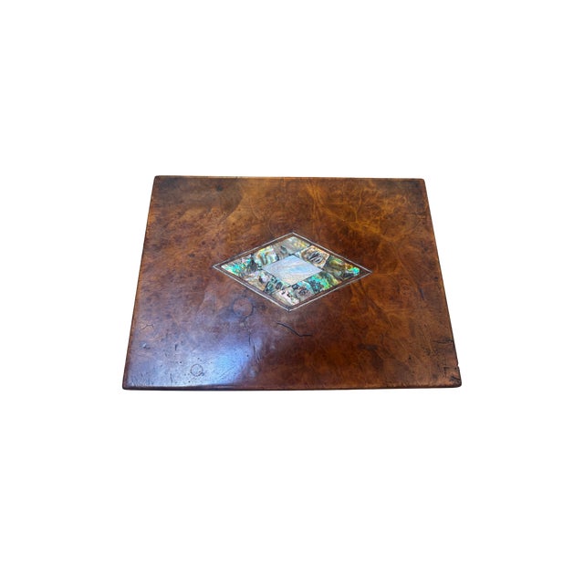 Late 19th Century Late 19th Century Victorian Burl Walnut Box With Abalone and Mother of Pearl Inlay For Sale - Image 5 of 10