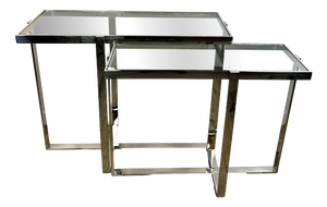 Double Console Table in Chromed Metal and Glass, 2000s