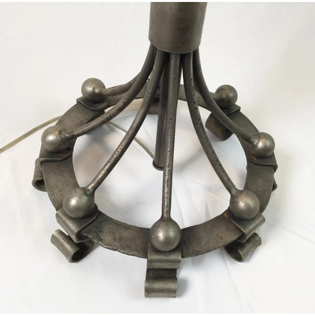 Mid-Century Modern Postmodern Silvered and Aged Metal Table Lamps - A Pair For Sale - Image 3 of 10