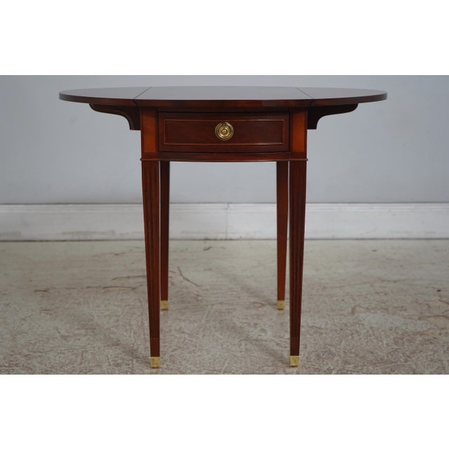 Baker Furniture Company Pair of Baker Mahogany Drop Leaf Pembroke Tables For Sale - Image 4 of 18