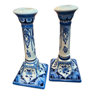 Royal Delft Holland Candlesticks - A Pair Circa 1968