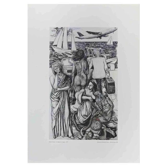After Renato Guttuso, Allegories: The Trip, Vintage Offset Print, 1981 For Sale