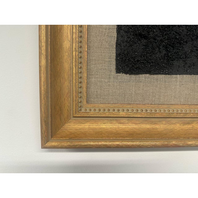 Gold and Carbon Painting on Spanish Linen Minimalist Painting, Framed "Exposed" For Sale - Image 4 of 6