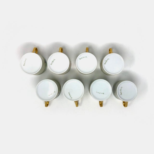 Mid 20th Century Hand Painted Porcelain Mugs- Set of 8 For Sale - Image 4 of 5