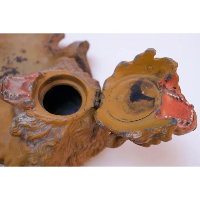 Metal 19th Century Victorian Cast Iron "Lion" Inkwell For Sale - Image 7 of 13