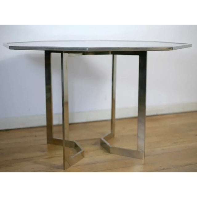 French Chrome Steel and Glass Dining Table, 1970s For Sale - Image 16 of 18