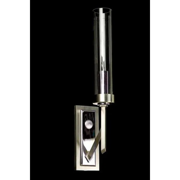 Moderne sconce with angled tubing, straight circular chimney