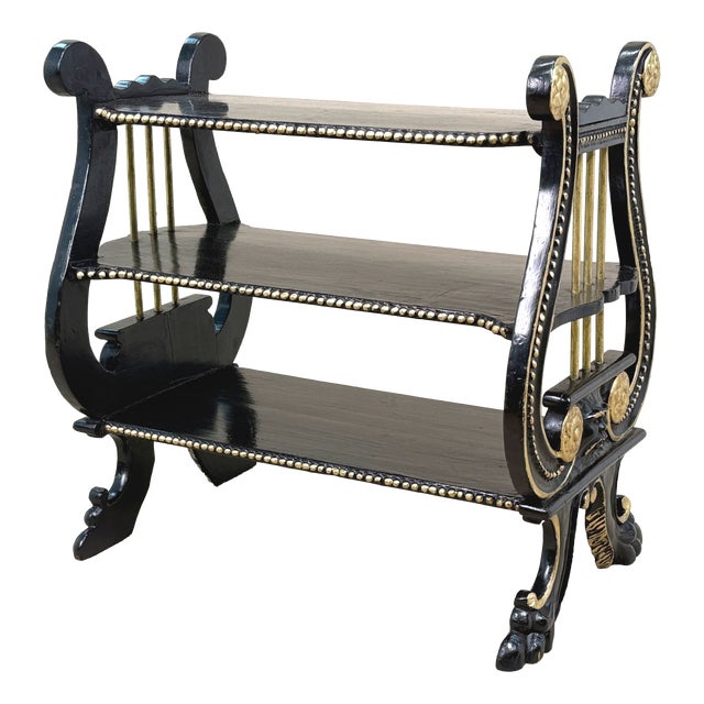 19th Century Ebonised and Parcel Gilded Étagère, 1880 For Sale