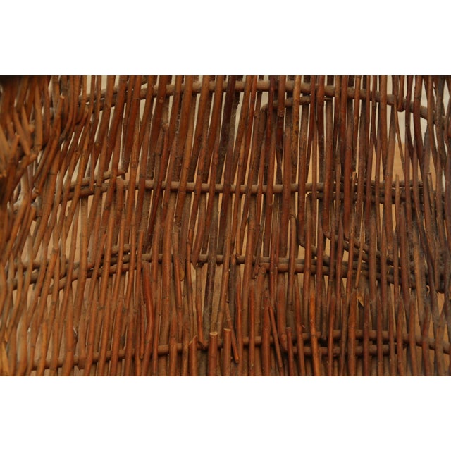 French Antique Buttocks Harvest Wicker Basket With Grape Vine Handle For Sale In San Diego - Image 6 of 8