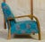 Moroccan Handmade Moroccan Checkered Blue Turquoise and Gray Wool Chair For Sale - Image 3 of 10