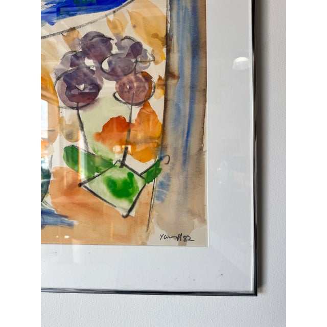 1982 Vintage Expressionist Abstract Watercolor Painting by Yamill For Sale - Image 9 of 12