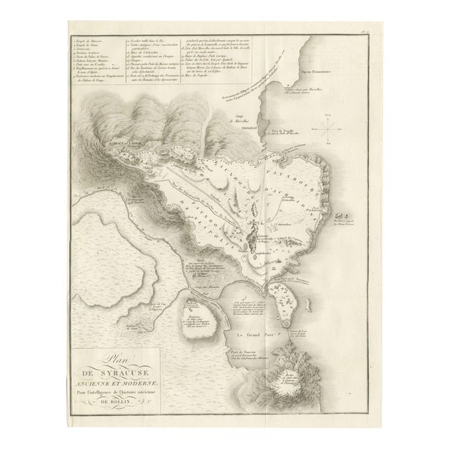 Plan of Ancient and Modern Syracuse with Numbered Key from Rollin Atlas, 1818 For Sale