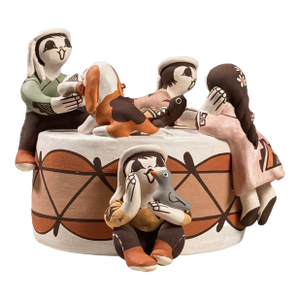 Marilyn Ray Acoma Native Friendship Polychrome Ceramic Sculpture, Signed (2008)