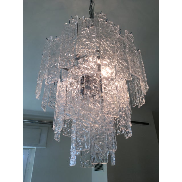 Mid-Century Modern Murano Glass Hammer Transparent Sputnik Chandelier For Sale - Image 3 of 13