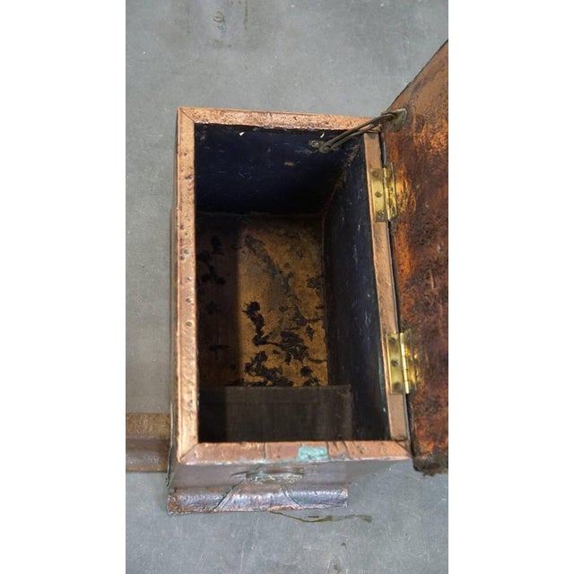 Antique Copper Fireplace Sofa/Club Fender with Leather Seats & Storage Space For Sale - Image 9 of 18