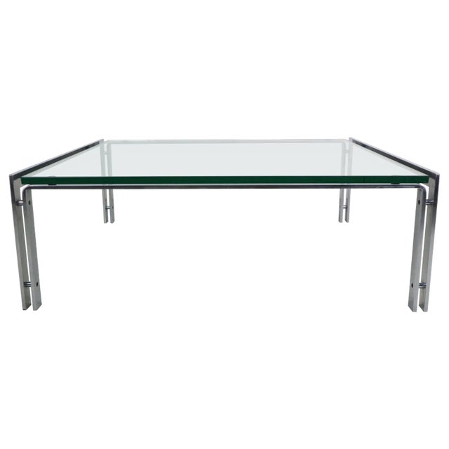 Large Dutch Metaform Steel & Glass Coffee Table attributed to Hank Kwint, 1970 For Sale