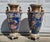 This is a pair of Japanese Satsuma ware large floor vases, likely from the Meiji period or later, featuring a crackled...