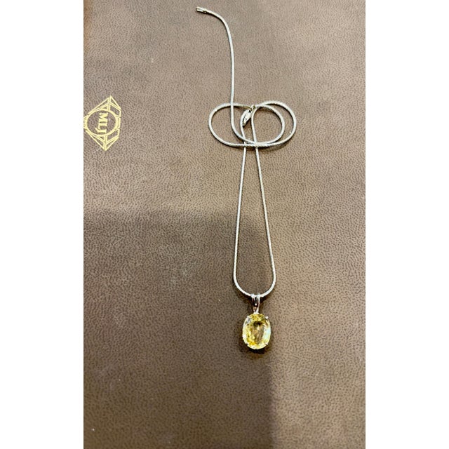 GIA Certified 5.56 Ct Natural Ceylon Yellow Sapphire Pendant Necklace white Gold For Sale - Image 13 of 18