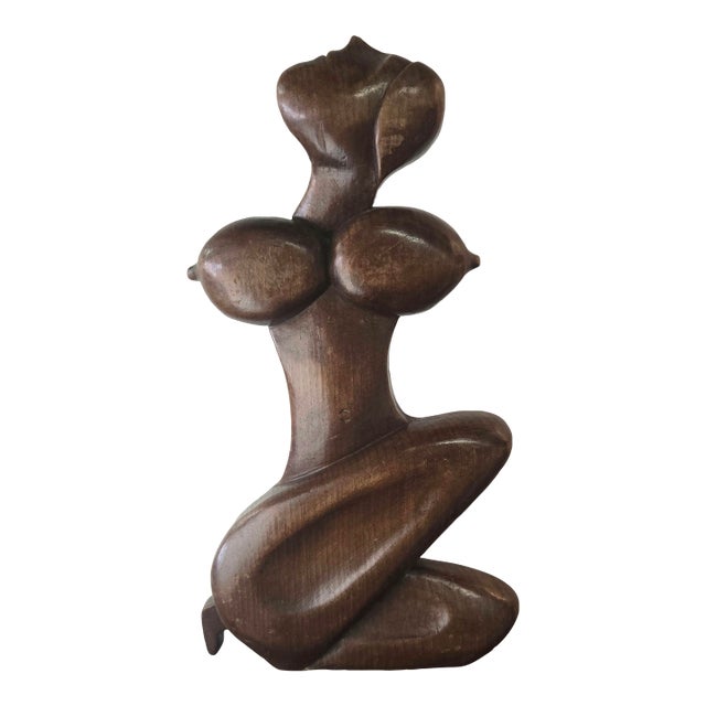 VIntage Hand Carved Lady Signed Almeida For Sale